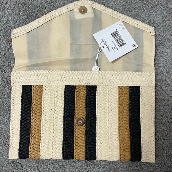 Shiraleah Straw Woven Envelope Clutch Bag - black, beige, tan - Picture 5 of 7